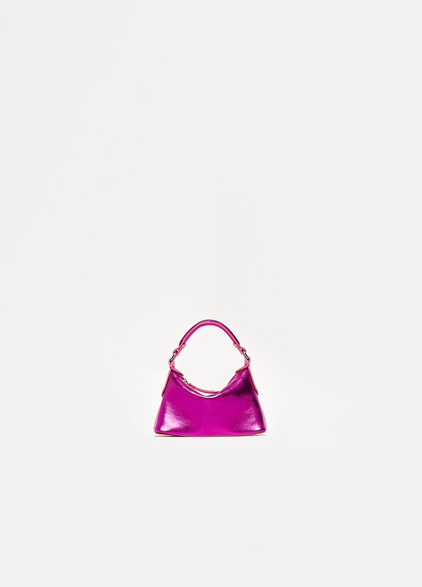 Fuchsia Women's Liu Jo Laminated Leather Micro Hobo Crossbody Bags | PEI-645809