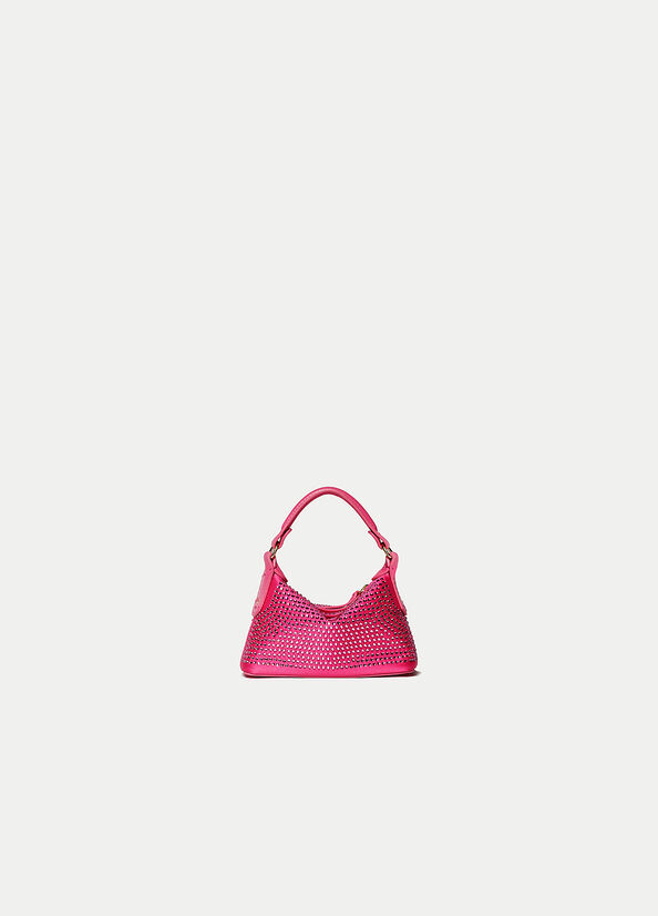 Fuchsia Women's Liu Jo Micro Hobo With Gemstones Crossbody Bags | CHZ-714086