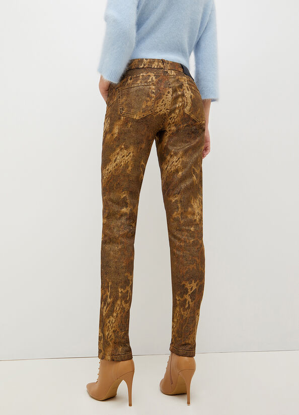 Gold Women's Liu Jo Drill With Animal Print Pants | ERB-657813