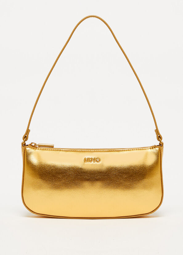 Gold Women's Liu Jo Laminate With Logo Clutch Bag | LGH-132405