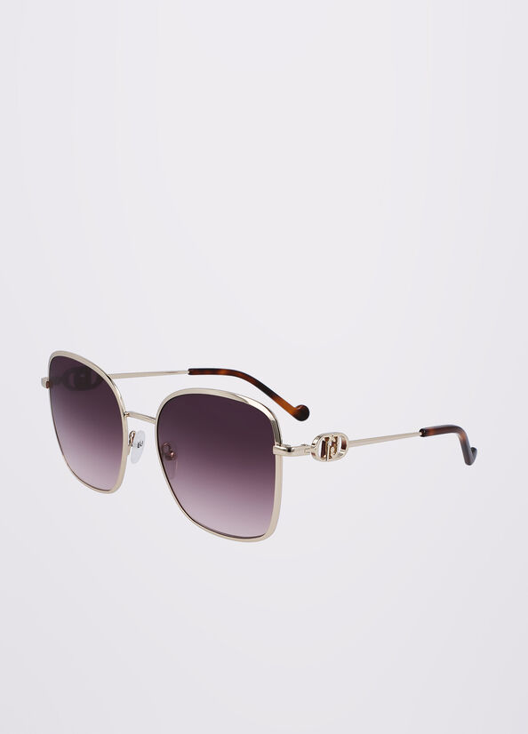 Gold Women's Liu Jo Squared Sunglasses | PVK-687514