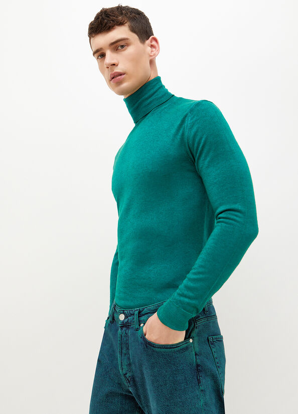 Green Men\'s Liu Jo Pure Turtleneck Sweaters | NQK-358290