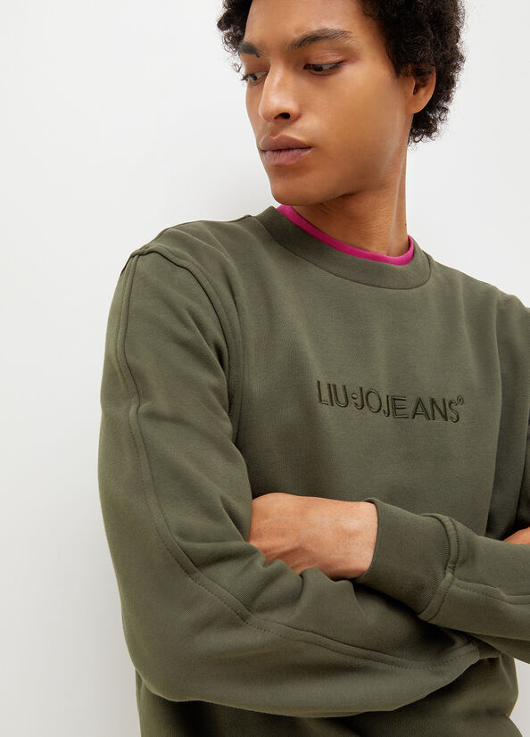 Green Men's Liu Jo With Logo Sweaters | JUB-972408