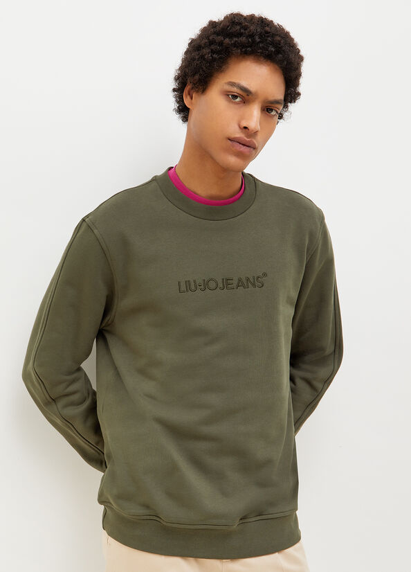 Green Men\'s Liu Jo With Logo Sweaters | JUB-972408