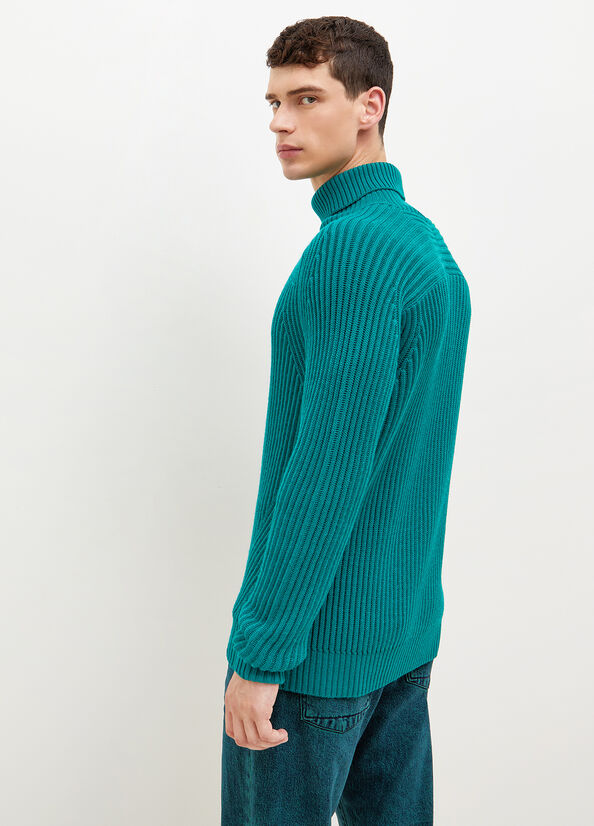 Green Men's Liu Jo Woollen Turtleneck Sweaters | OFE-024173