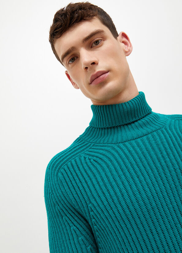 Green Men's Liu Jo Woollen Turtleneck Sweaters | OFE-024173