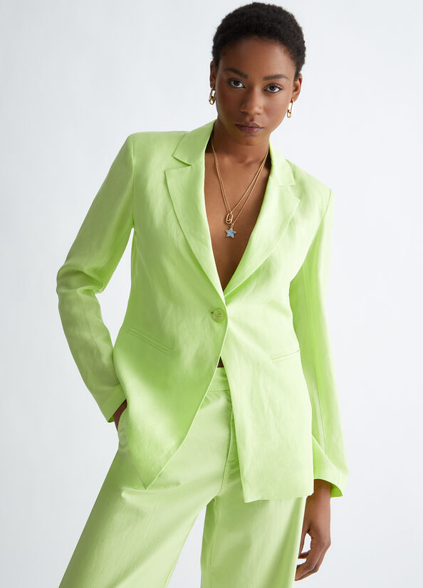 Green Women\'s Liu Jo Linen Blend Blazer Jackets | UAZ-107659