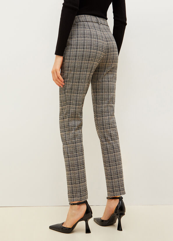 Grey / Black Women's Liu Jo Jacquard Check Chinos Pants | CZH-304127