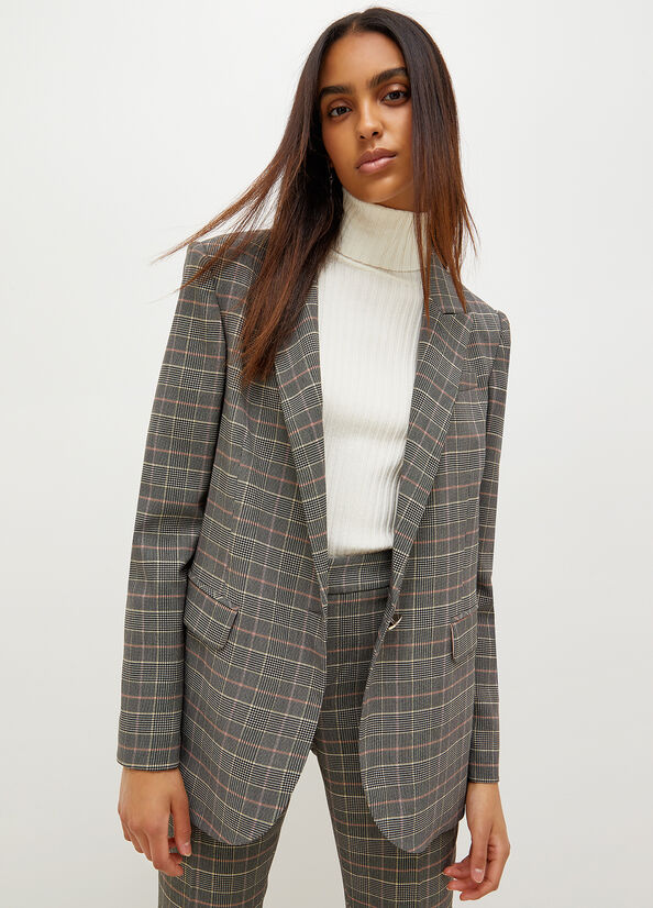 Grey Women\'s Liu Jo Glen Plaid Blazer Jackets | WRK-163059