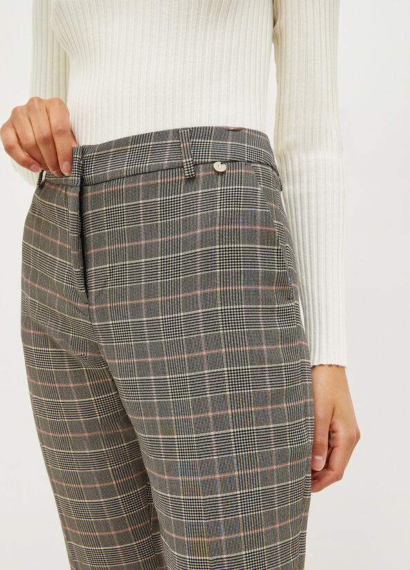 Grey Women's Liu Jo Glen Plaid Cigarette Pants | VIL-512064