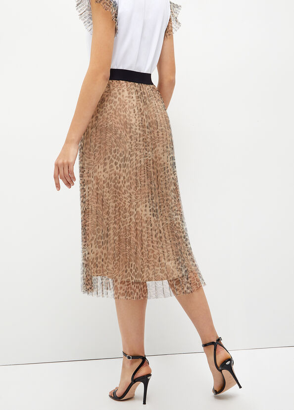 Leopard Women's Liu Jo Pleated With Animal Print Skirts | OAK-718049