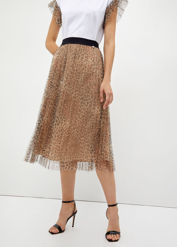 Leopard Women\'s Liu Jo Pleated With Animal Print Skirts | OAK-718049