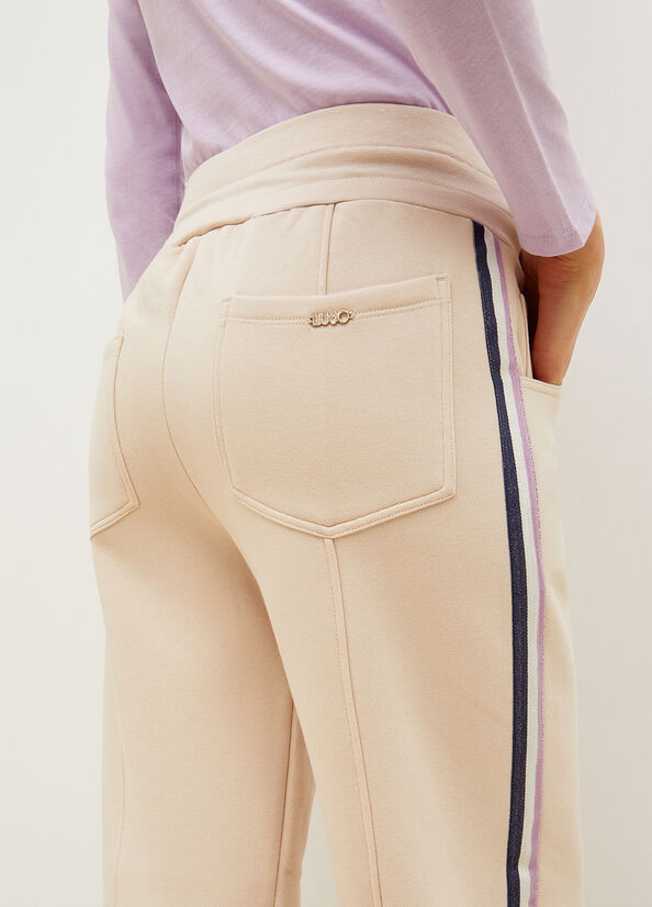 Light Beige Women's Liu Jo Fleece Jogging Pants | UGL-287346