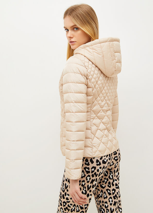 Light Beige Women's Liu Jo Quilted Down With Hood Coats | YTE-640592