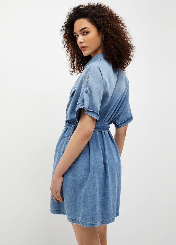 Light Blue Women's Liu Jo Denim Dress | DIK-265341