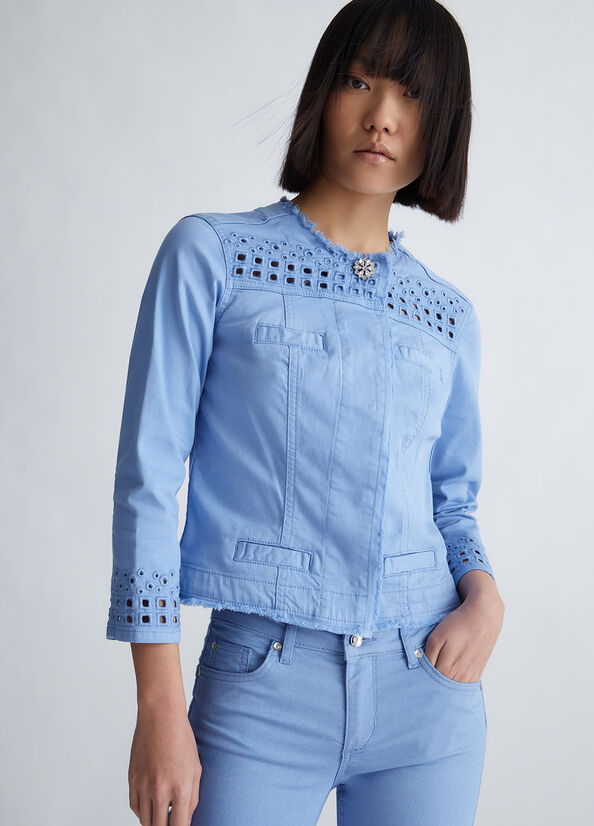 Light Blue Women\'s Liu Jo With Embroidery Jackets | NUZ-475269