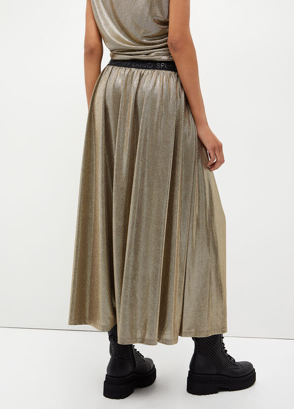 Light Gold Women's Liu Jo Laminated Jersey Skirts | PQX-607354