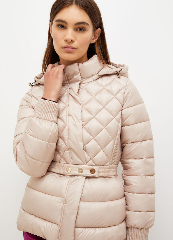 Light Pink Women's Liu Jo Hooded, Eco-Friendly Gilet Coats | ABI-403827