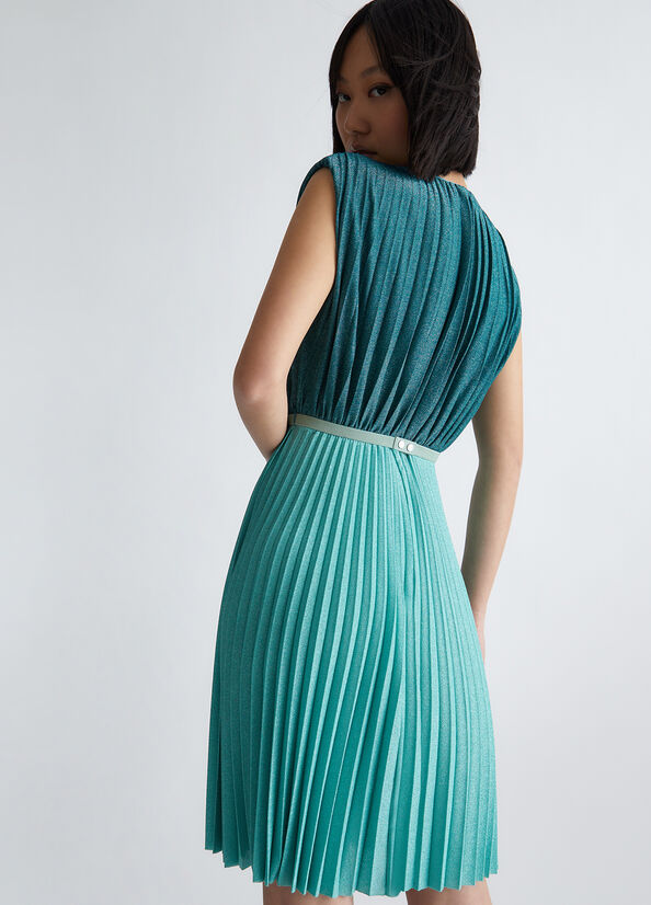 Light Turquoise Green Women's Liu Jo Pleated Formal Dress | KLA-364159