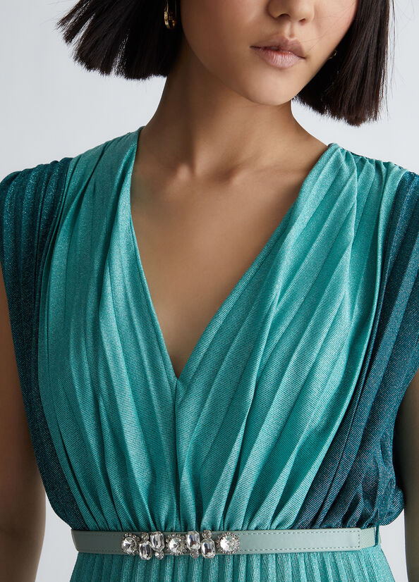 Light Turquoise Green Women's Liu Jo Pleated Formal Dress | KLA-364159