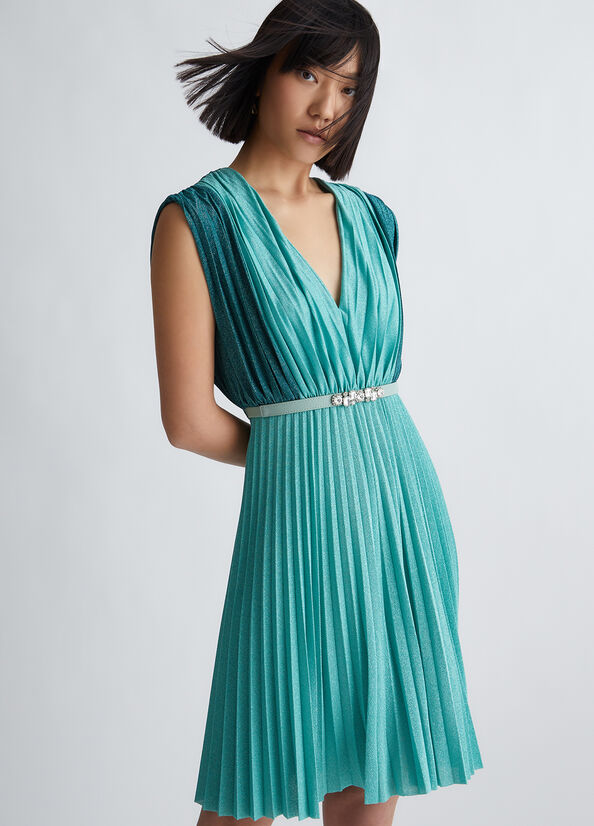 Light Turquoise Green Women\'s Liu Jo Pleated Formal Dress | KLA-364159