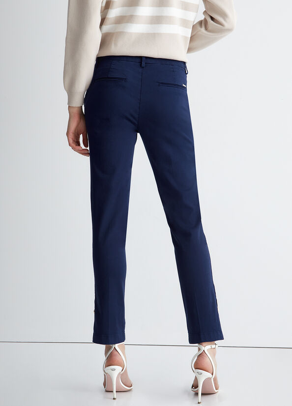 Navy Women's Liu Jo Satin Chinos Pants | JLU-091346