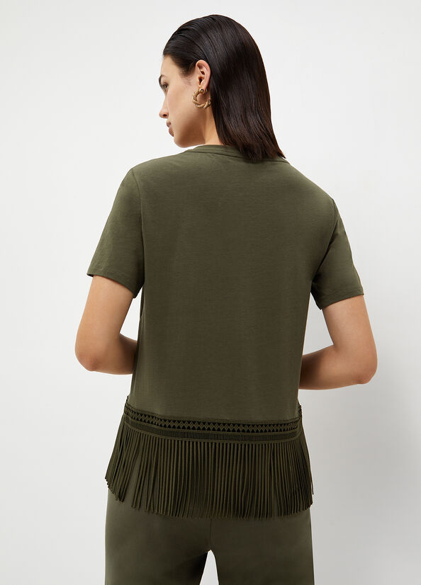 Olive Women's Liu Jo With Fringes T Shirts | WEK-419280