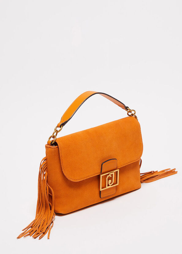 Orange Women's Liu Jo Suede With Fringes Handbag | SQG-068475