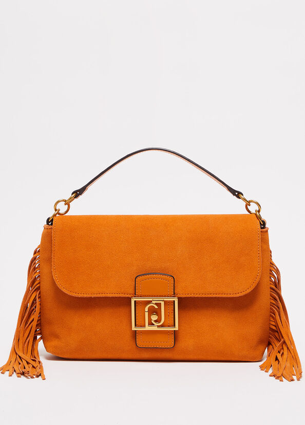 Orange Women\'s Liu Jo Suede With Fringes Handbag | SQG-068475