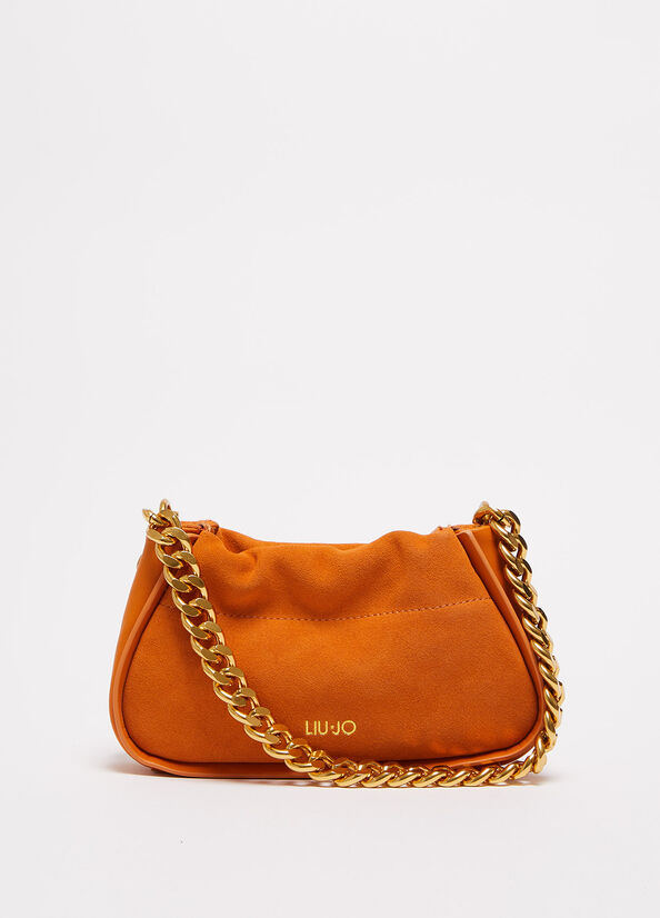 Orange Women\'s Liu Jo Suede With Logo Clutch Bag | OBP-345689