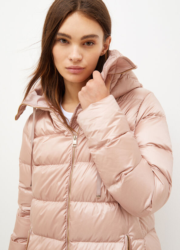 Pink Women's Liu Jo Down In Quilted Technical Fabric Coats | BYO-329740