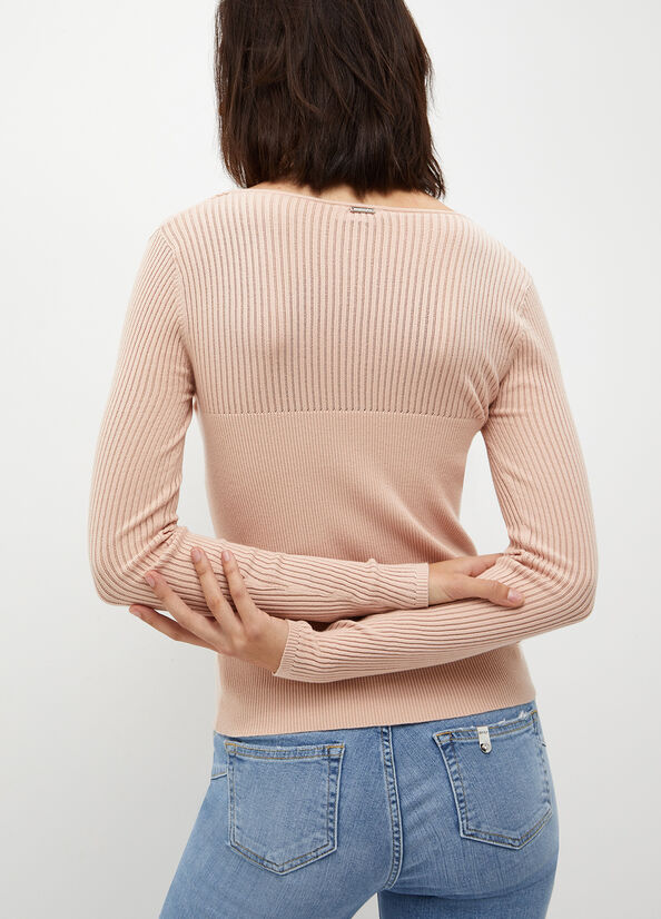 Pink Women's Liu Jo Eco-Friendly With Studs Sweaters | WKX-914032