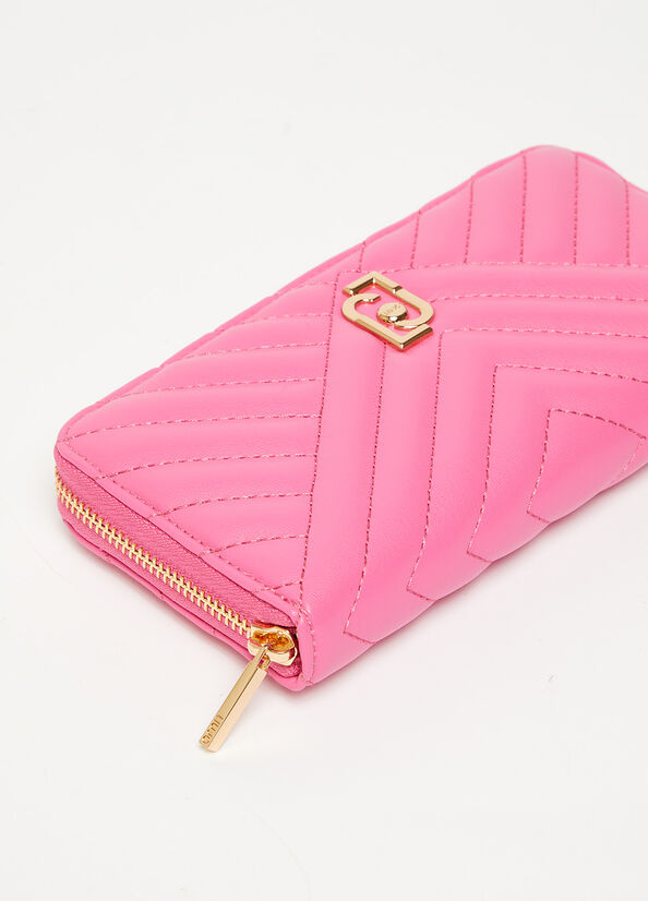 Pink Women's Liu Jo Large Eco-Friendly Quilted Wallets | XYU-680371