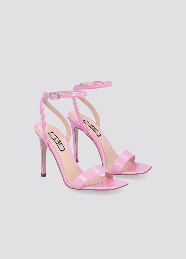 Pink Women's Liu Jo Patent Leather Heeled Sandals | GES-507842