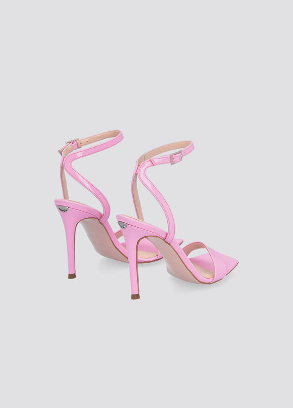 Pink Women's Liu Jo Patent Leather Heeled Sandals | GES-507842