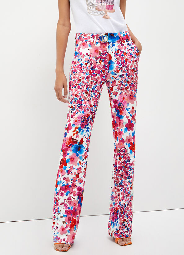 Pink Women\'s Liu Jo With Floral Print Pants | REF-607284