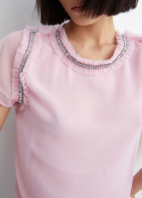 Pink Women's Liu Jo With Rhinestones Tops | JUP-057629