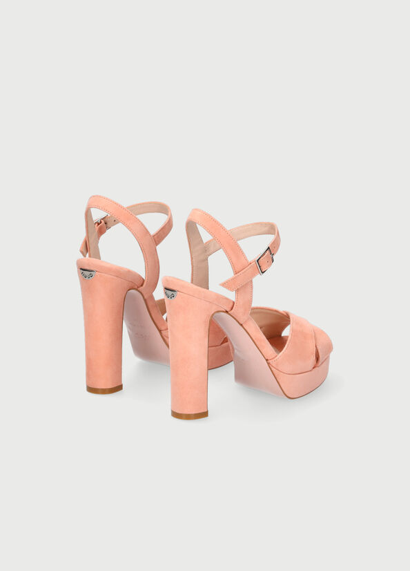 Pink Women's Liu Jo With Wide Heel Sandals | FMY-624813