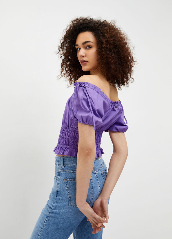 Purple Women's Liu Jo Poplin Blouse Shirts | OLJ-825734