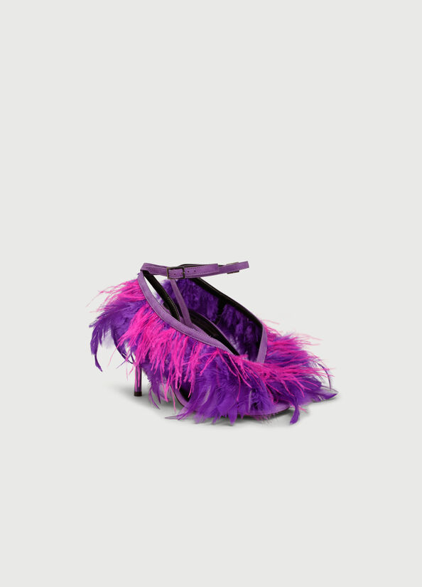 Purple Women's Liu Jo With Heel And Feathers Sandals | UME-513289