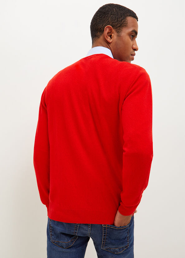 Red Men's Liu Jo Cashmere Pullover Sweaters | VBS-642503