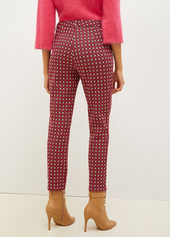 Red Women's Liu Jo Chinos With Geometric Motif Pants | ETR-573096