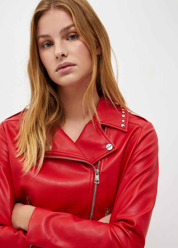 Red Women's Liu Jo Fabric Biker Jackets | RPI-791068