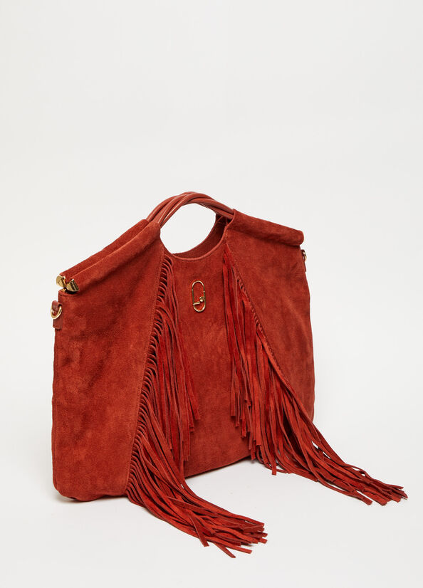 Red Women's Liu Jo LeatherWith Fringes Handbag | PNJ-691075