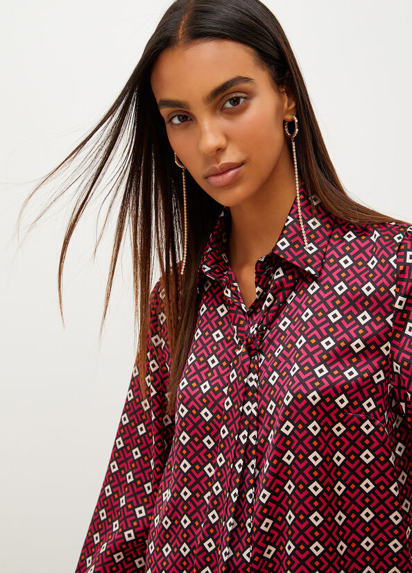 Red Women's Liu Jo With Geometric Print Shirts | OTH-189754