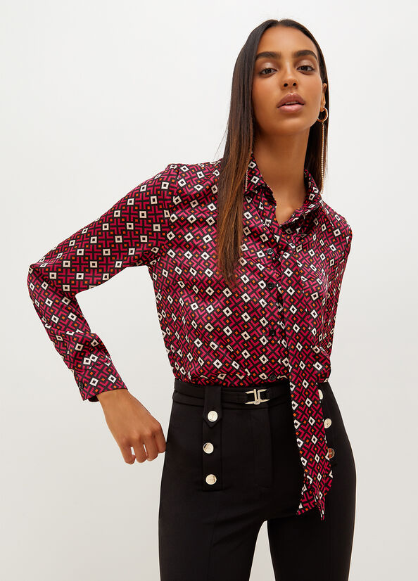 Red Women\'s Liu Jo With Geometric Print Shirts | OTH-189754