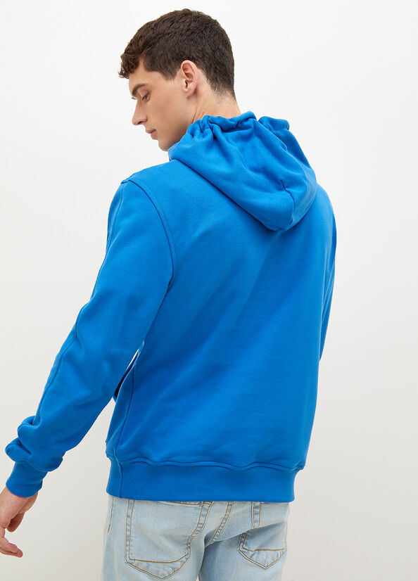 Royal Blue Men's Liu Jo Logo Hoodie Sweaters | QOB-679043