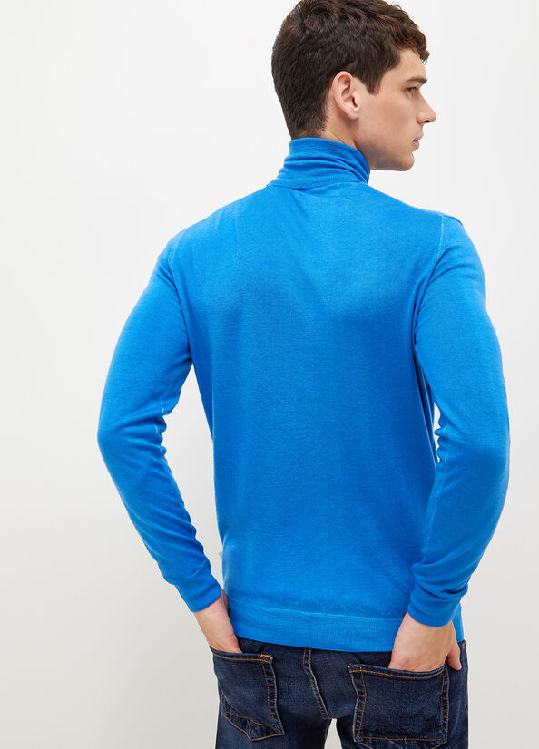 Royal Blue Men's Liu Jo Pure Turtleneck Sweaters | AOL-069241