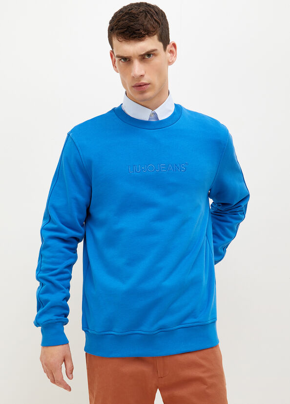 Royal Blue Men\'s Liu Jo With Logo Sweaters | HRL-769158