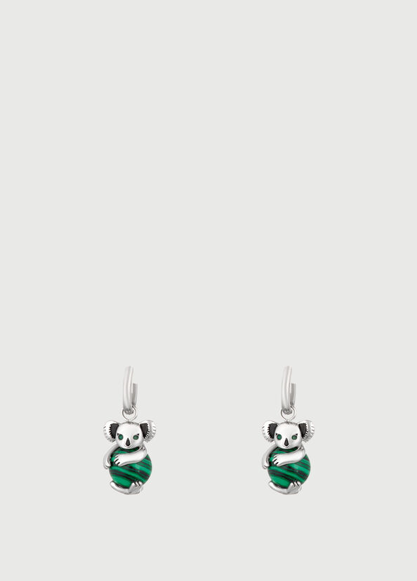 Silver / Green Women's Liu Jo Single Koala Earring Jewelry | ITX-710546